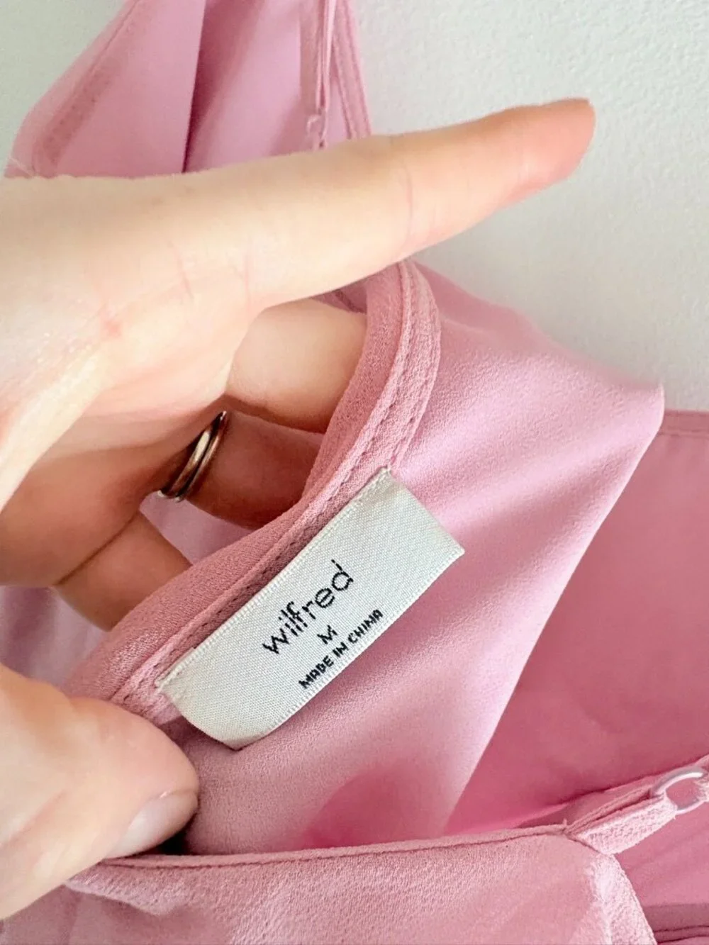 Aritzia Wilfred Engage Chiffon Ruffled Mini Dress Opera Rose Pink Size Medium - Picture 6 of 7